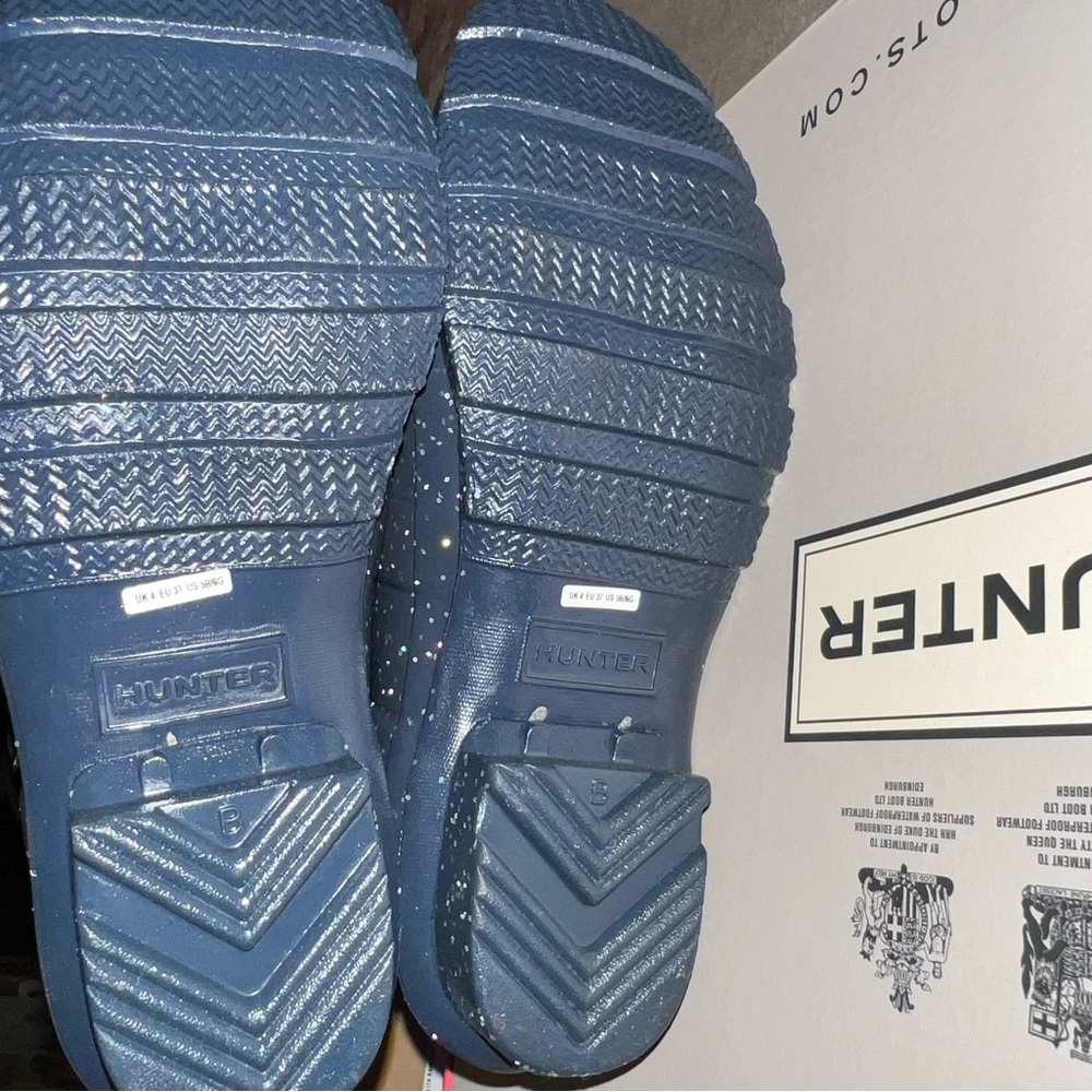 NIB Hunter Original Giant Glitter Glitter Rain Boots Valtameri Blue Size EU 37 - Picture 9 of 14